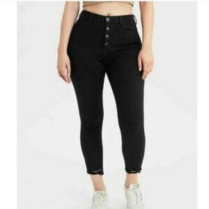 American Eagle The Dream Jean Black Curvy Hi-Rise Jegging Crop Jeans Button fly